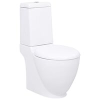 vidaXL Keramička okrugla toaletna školjka s protokom vode bijela