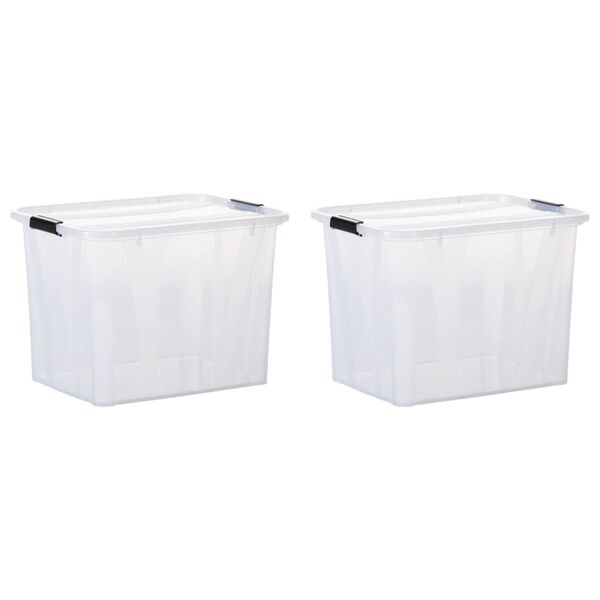 vidaXL Kutije za pohranu s poklopcima 2 kom prozirne 55 L