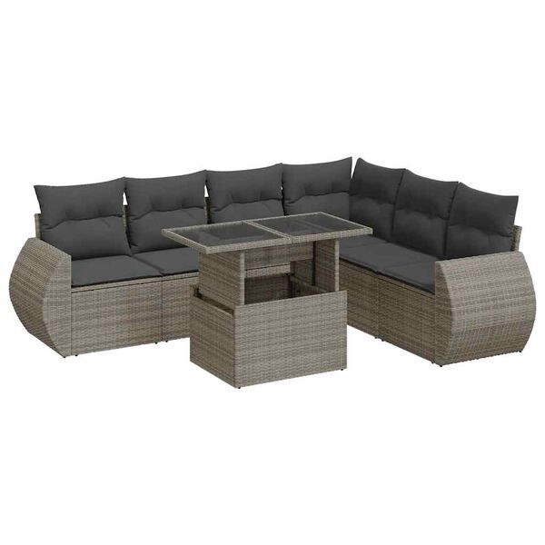 vidaXL 7-dijelni set vrtnih sofa sivi od poliratana