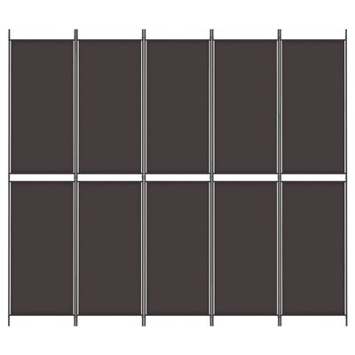 vidaXL Sobna pregrada s 5 panela smeđa 250x220 cm od tkanine