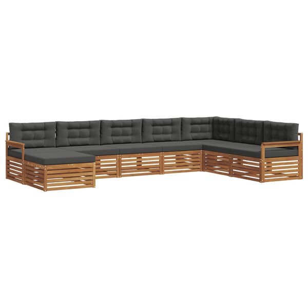 vidaXL Setovi sofa 8 pcs Prirodna i antracit Čvrsto drvo akacije