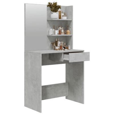vidaXL Toaletni stolić s ogledalom siva boja betona 74,5 x 40 x 141 cm