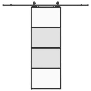 vidaXL Klizna vrata s priborom crna 76 x 205 cm kaljeno staklo