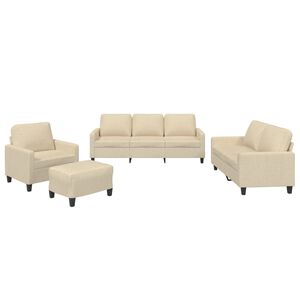 vidaXL 4-dijelni set sofa s jastucima krem od tkanine