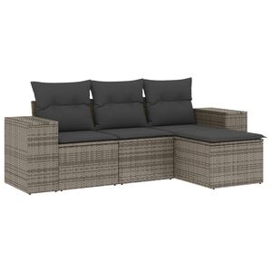 vidaXL 4-dijelni set vrtnih sofa od poliratana s jastucima sivi