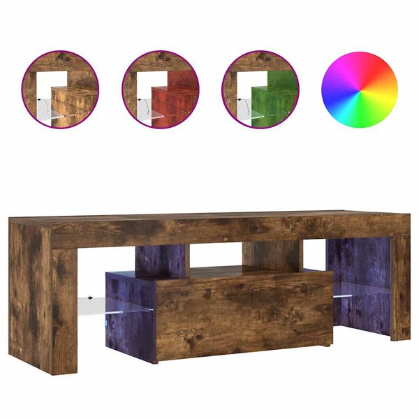 vidaXL TV ormarić s LED svjetlima boja dimljenog hrasta 120x35x40 cm