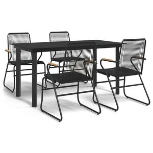 vidaXL 5-dijelni vrtni blagovaonski set od PVC ratana crni