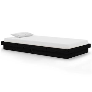 vidaXL Okvir za krevet od masivnog drva crni 100 x 200 cm
