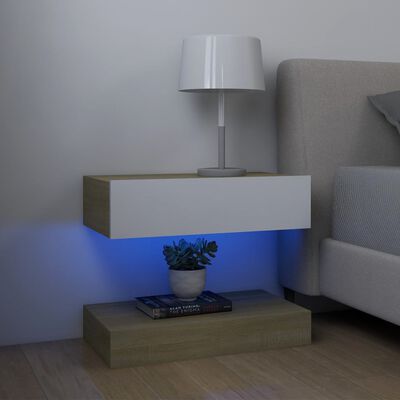 vidaXL TV ormarić s LED svjetlima bijeli i boja hrasta 60 x 35 cm