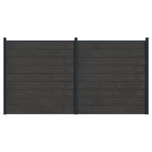 vidaXL Set ograde 2 pcs 353 x 186 cm WPC i aluminij Crna