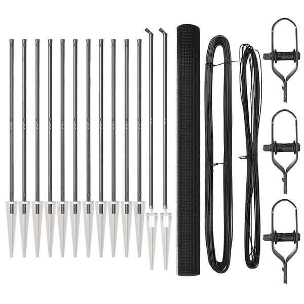 vidaXL Stup za ogradu Siva 25 x 1,6 m (12 x 12 mm mreža) Čelik i PVC