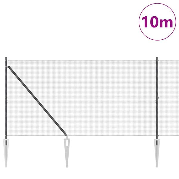 vidaXL Stup za ogradu Siva 10 x 1,4 m (12 x 12 mm mreža) Čelik i PVC