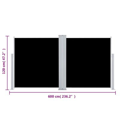 vidaXL Uvlačiva bočna tenda crna 117 x 600 cm