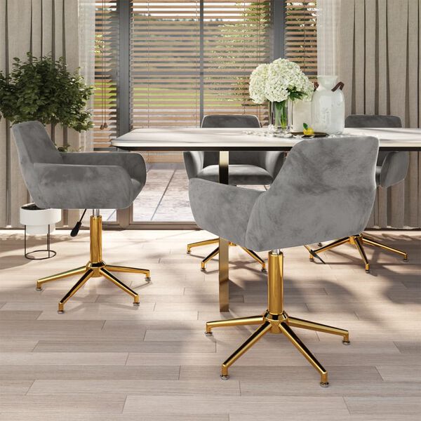 vidaXL Okretne blagovaonske stolice 4 kom svjetlosive bar&scaron;unaste