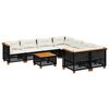 vidaXL 9-dijelni set vrtnih sofa s jastucima crni od poliratana