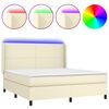 vidaXL Krevet box spring s madracem LED krem 180x200cm od umjetne kože