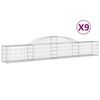 vidaXL Lučne gabionske ko&scaron;are 9 kom 300x30x40/60 cm pocinčano željezo