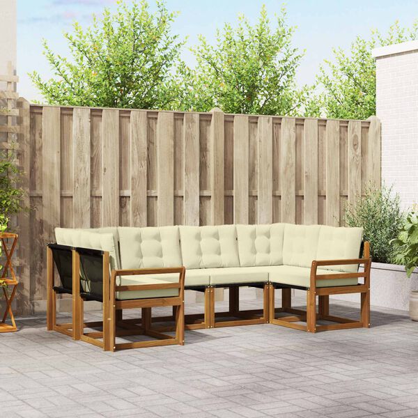 vidaXL Set vanjskih sofa s jastukom 6 pcs Prirodna i krem