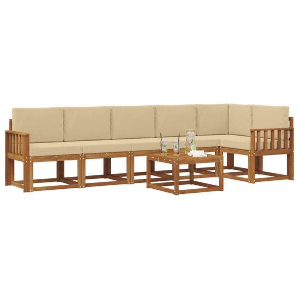 vidaXL Set vanjskih sofa s jastukom 7 pcs Prirodna i bež