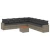 vidaXL 10-dijelni set vrtnih sofa od poliratana s jastucima sivi