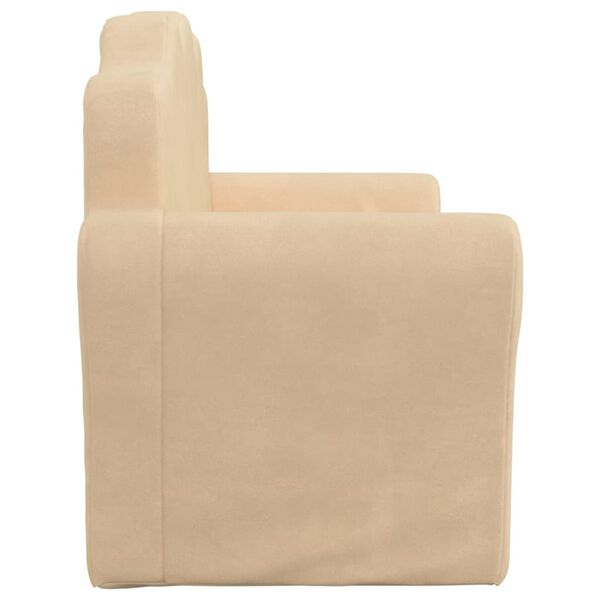 vidaXL Dječji dvosjed na razvlačenje krem od mekanog pli&scaron;a