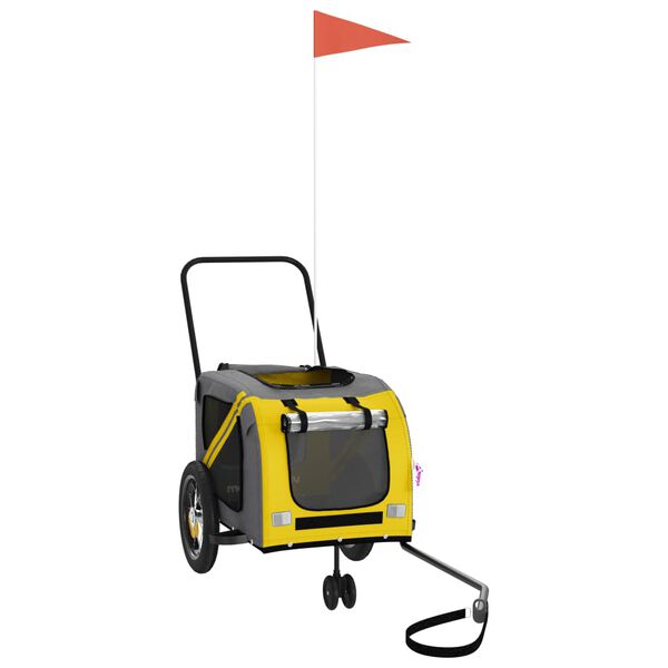 vidaXL Prikolica za bicikl za ljubimce žuto-crna od tkanine i željeza