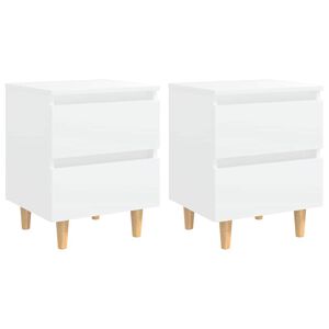 vidaXL Noćni ormarići s nogama od borovine 2 kom bijeli 40x35x50 cm