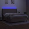 vidaXL Krevet box spring s madracem LED smeđesivi 160x200 cm tkanina