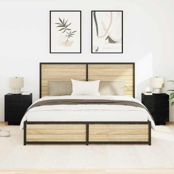 vidaXL Noćni ormar 2 pcs Crni hrast 45 x 40 x 55 cm Konstruirano drvo