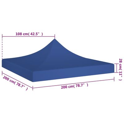 vidaXL Krov za šator za zabave 2 x 2 m plavi 270 g/m²