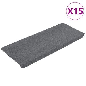 vidaXL Samoljepljivi otirači za stepenice 15 kom 65x24,5x3,5 cm sivi