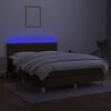 vidaXL Krevet box spring s madracem LED tamnosmeđi 140x200 cm tkanina