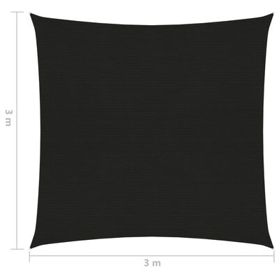 vidaXL Jedro za zaštitu od sunca 160 g/m² crno 3 x 3 m HDPE