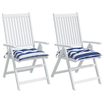 vidaXL Jastuci za stolice 2 kom plavo-bijele pruge 50x50x7 cm tkanina