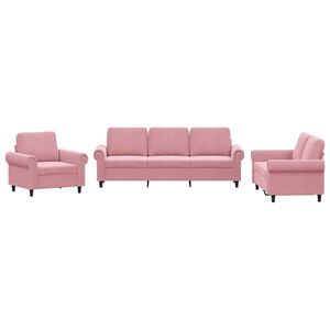 vidaXL 3-dijelni set sofa s jastucima ružičasti bar&scaron;unasti