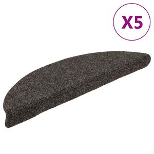 vidaXL Prostirke za stepenice, samoljepljive, 5 kom, 56x17x3 cm, antracit, poluokrugle
