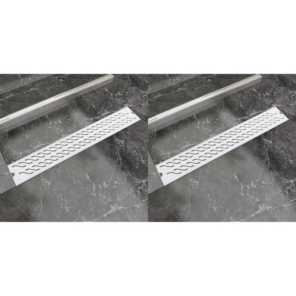 vidaXL Linearni odvod za tu&scaron; 2 kom valoviti 730 x 140 mm čelični