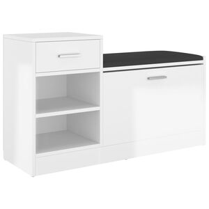 vidaXL Klupa za cipele visoki sjaj bijela 94,5 x 31 x 57 cm drvena