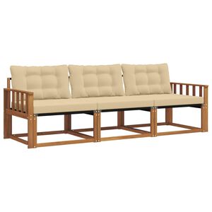 vidaXL Set vanjskih sofa s jastukom 3 pcs Prirodna i bež