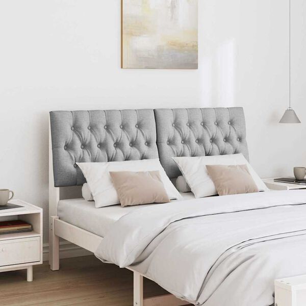 vidaXL Tapecirani uzglavlje Svijetlo siva 160 cm Čvrsto borovo drvo