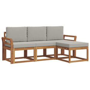 vidaXL Set vanjskih sofa s jastukom 4 pcs Prirodna i svijetlo siva