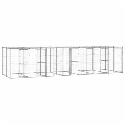 vidaXL Vanjski kavez za pse od pocinčanog čelika s krovom 16,94 m²