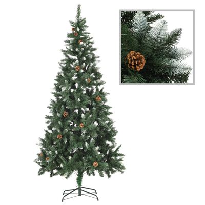 vidaXL Umjetno osvijetljeno božićno drvce s kuglicama 210 cm
