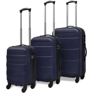 vidaXL Trodijelni set čvrstih kovčega s kotačima plavi 45,5/55/66 cm