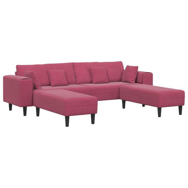 vidaXL Sofa s jastukom 3 pcs Vinska crvena Bar&scaron;un