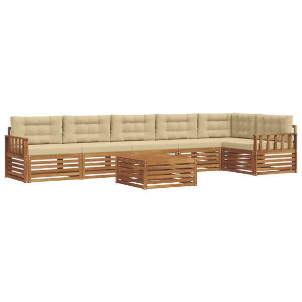 vidaXL Set vanjskih sofa s jastukom 7 pcs Prirodna i bež