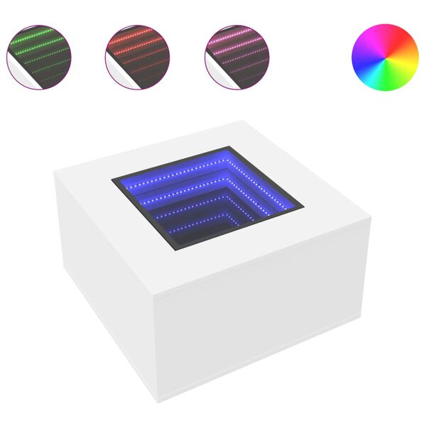 vidaXL Stolić za kavu s LED bijeli 60x60x40 cm od konstruiranog drva