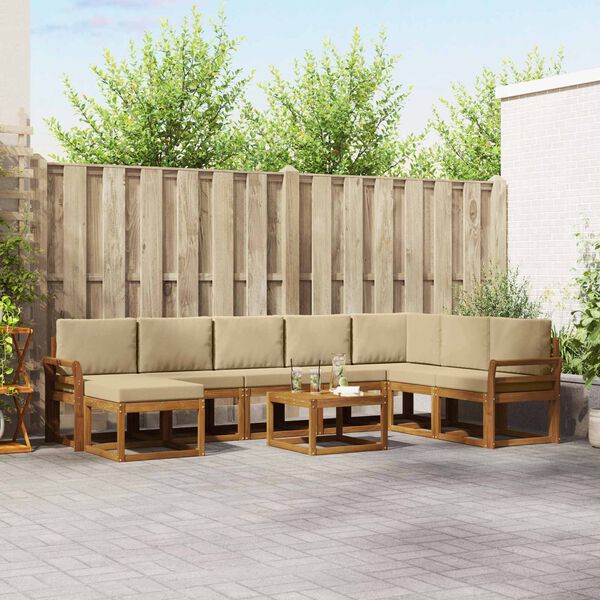 vidaXL Set vanjskih sofa s jastukom 9 pcs Prirodna i bež