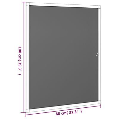 vidaXL Prozorski zaslon protiv insekata bijeli 80 x 100 cm