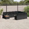 vidaXL 11-dijelni set vrtnih sofa od poliratana s jastucima crni